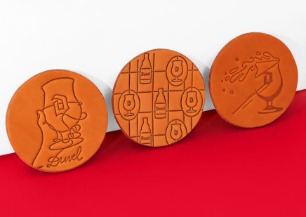 Duvel Lederen Onderleggers 'Glazen' - Cognac